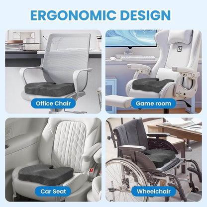 Coussin coccyx mousse mémoire base antidérapante chaise bureau